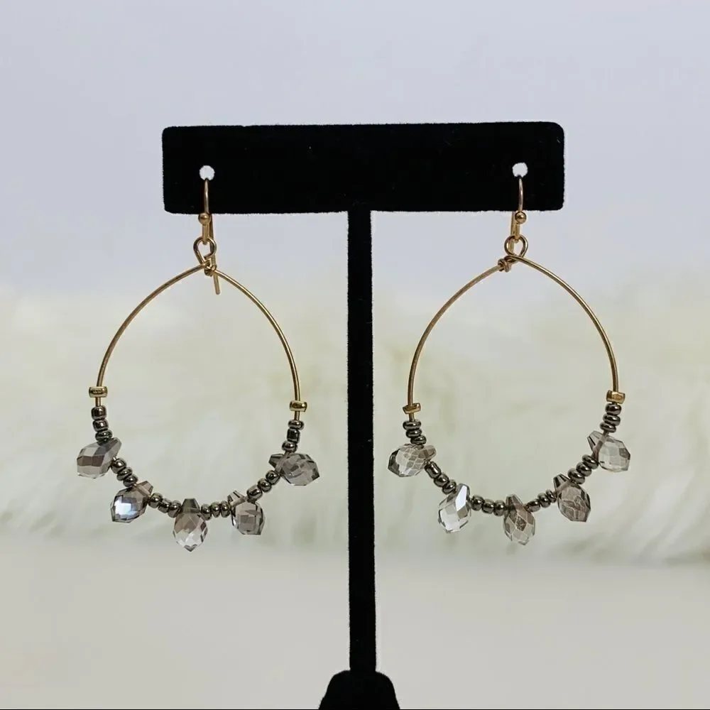 Crystal & Seed Skinny Hoop Earrings